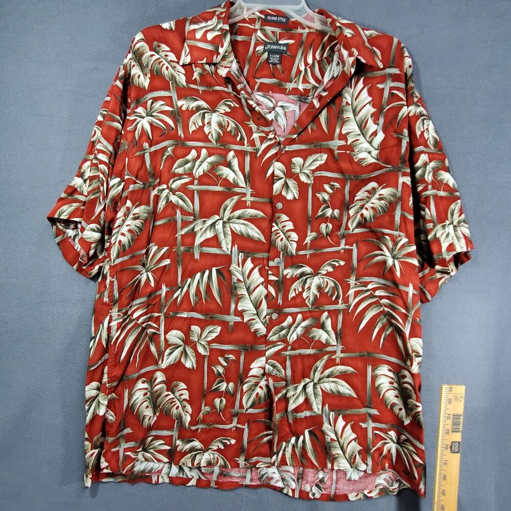 St. Johns Bay Island Style Button Down Shirt Mens Size XL Reds
